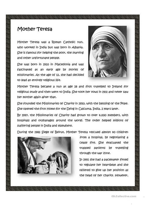 Mother Teresa – Biographical .